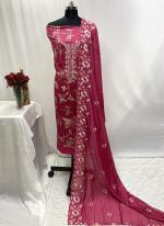 Modal Silk Pink Party Wear Thread Work Dress Material